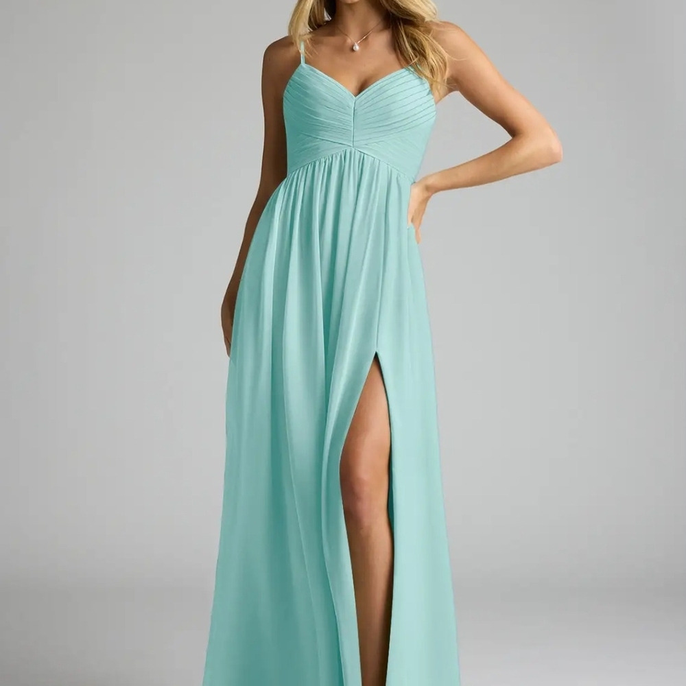 Azazie Light Blue Maxi Dress